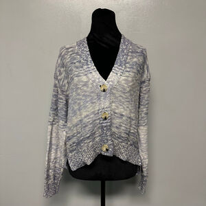 Women’s ARIZONA JEAN CO Blue White Marled Cardigan Sweater Small knitted v-neck